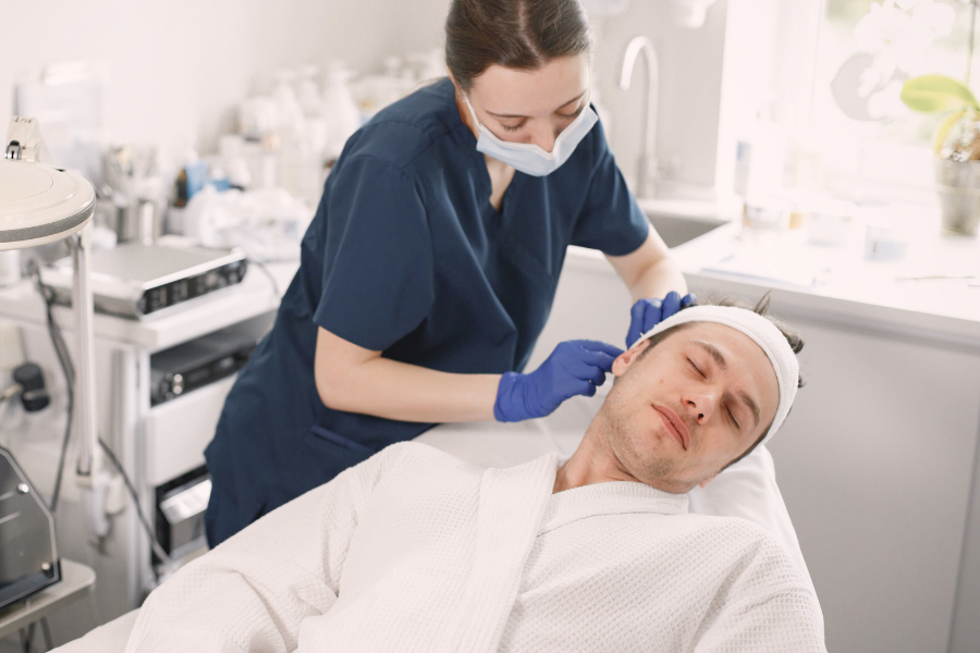 dermatology procedure in chair