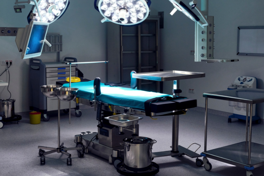 Surgical table in the operating room
