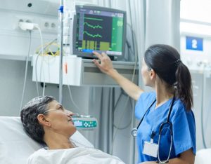 ICU Patient Monitor with Nurse and Patient