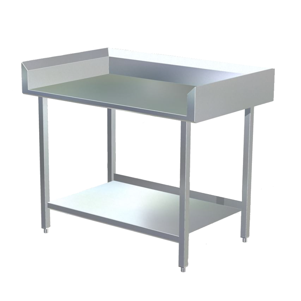Stainless steel Veterinary prep and work table with high angled splash guard.