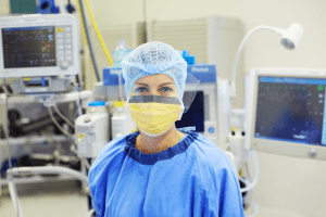 Surgeon with medical monitors